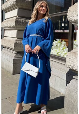 Royal Blue Embellished Belted Kaftan Maxi Dress