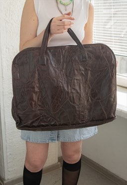 Vintage 70's Brown Leather Patches Maxi Bag