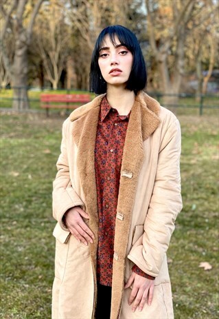 VINTAGE 80'S BEIGE COZY COAT