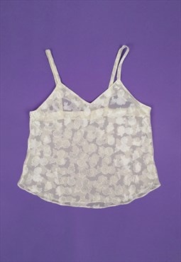 90's Camisole Cami Sheer Crop Top Summer Silky Tank Top