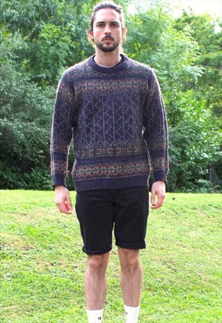 VINTAGE 90S KNIT MOHAIR JUMPER - MEDIUM - GENTS - RETRO