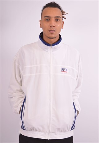 ADIDAS MENS VINTAGE TRACKSUIT TOP JACKET XL WHITE 90S