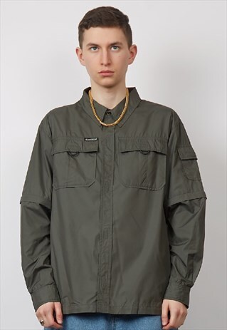 VINTAGE 90'S NIKE KHAKI UTILITY SHELL JACKET