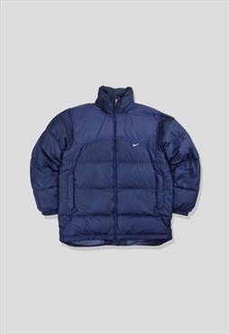 Vintage 00s Nike Down-Fill Puffer Jacket in Navy Blue