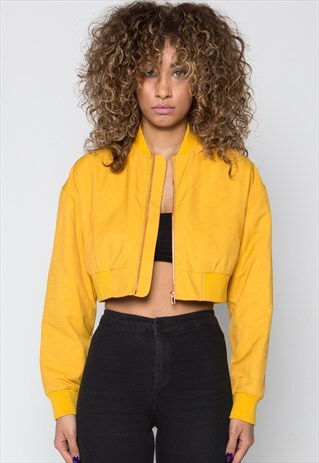 CROPPED MUSTARD BOMBER JACKET