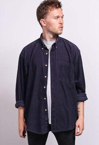 VINTAGE CORDUROY CORD SHIRT BLUE