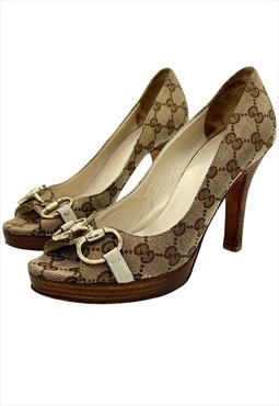 Gucci Heels Monogram GG Beige Brown Courts Pumps 5 / 38 