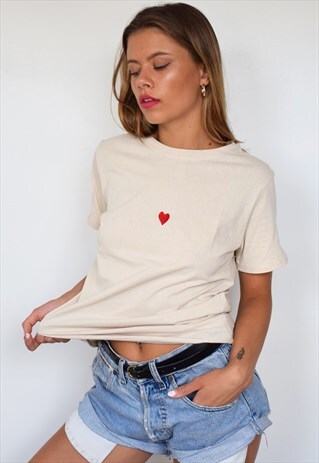 EMBROIDERED HEART T-SHIRT
