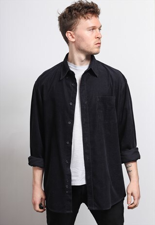 VINTAGE CORDUROY CORD SHIRT BLUE