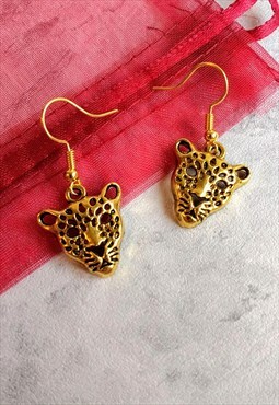 Antique-style Golden Leopard Earrings