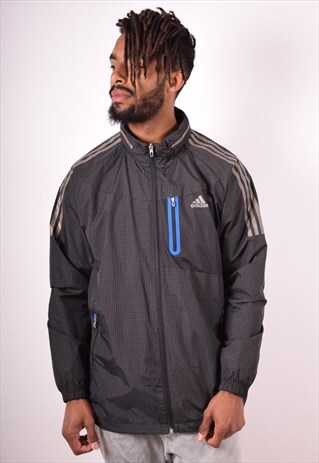 ADIDAS MENS VINTAGE JACKET 2XL GREY CHECK 90S