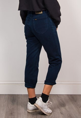 90'S VINTAGE DARK BLUE LEE DENIM MOM HIGH WAIST JEANS