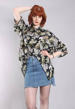 VINTAGE 90S SILK HAWAIIAN OVERSIZE SHIRT
