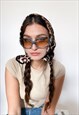 VINTAGE 90S LEOPARD PRINT SQUARE SCARF IN BROWN / BEIGE