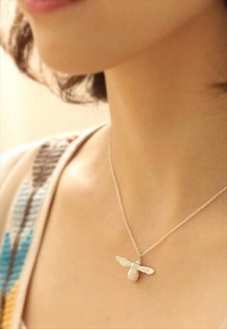 SILVER HONEY BEE NECKLACE