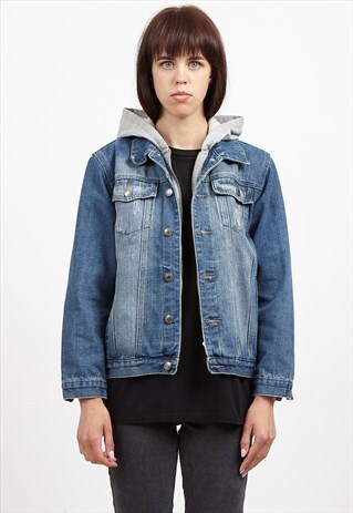 VINTAGE BLUE REBEL ACTIVE HOODIE DENIM JACKET