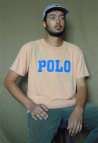 90S PREPPY POLO LOGO PEACH ORANGE TEE LARGE