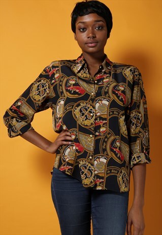 80S NAUTICAL SCARF PRINT SHIRT