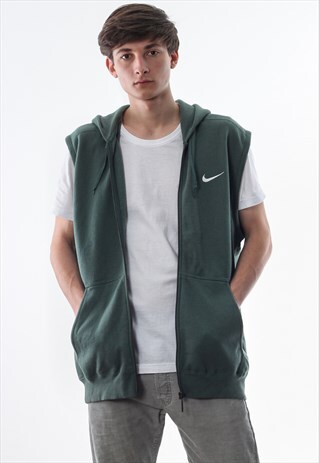 VINTAGE NIKE GILET HOODIE SLEEVELESS 90S GREEN