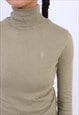 VINTAGE POLO RALPH LAUREN OLIVE GREEN TURTLE NECK JUMPER 