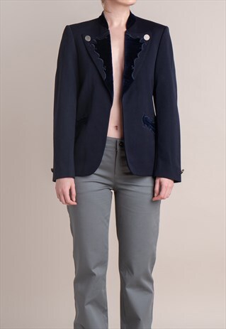 AMAZING WOOL JACKET WITH VELVET DETAILS