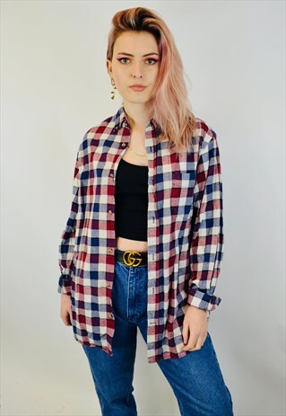 VINTAGE PLAID OVERSIZED FLANNEL SHIRT