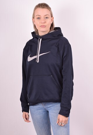 NIKE WOMENS VINTAGE HOODIE JUMPER MEDIUM NAVY BLUE 90S