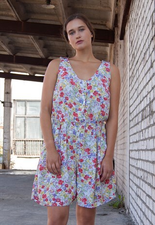 WOMENS VINTAGE RETRO FLORAL PLAYSUIT