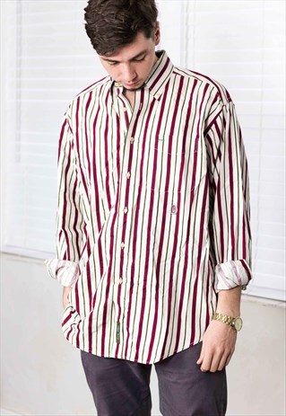 VINTAGE TOMMY HILFIGER REGATTA STRIPED SHIRT LOGO L 12.3