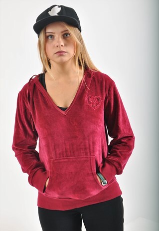 VINTAGE VELVET HOODIE IN MAROON