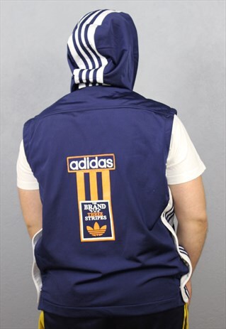 VINTAGE ADIDAS TRACK TOP THREE STRIPES VEST 90S