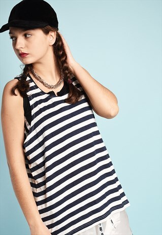 90'S RETRO OVERSIZED STRIPED SPORTS TOP T-SHIRT JERSEY