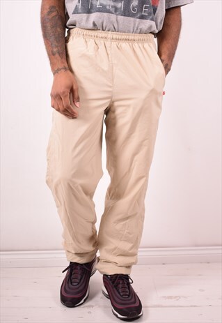 LOTTO MENS VINTAGE TRACKSUIT TROUSERS SMALL KHAKI 90S