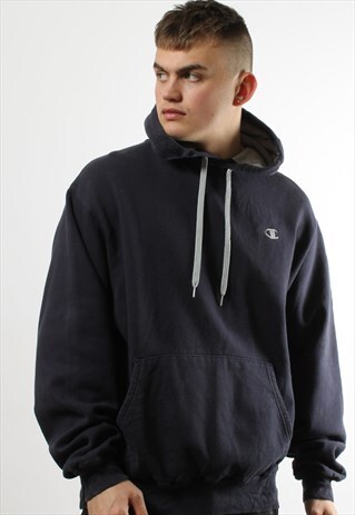 VINTAGE CHAMPION LOGO HOODIE IN NAVY