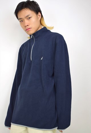 VINTAGE 90S NAUTICA NAVY 3/4 ZIP FLEECE JUMPER