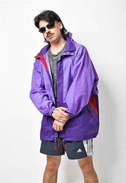 90s retro windbreaker in purple colour men's Vintage 80s 