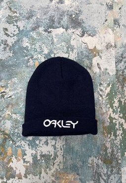 Vintage Navy Blue Oakley Embroidered Spell Out Beanie