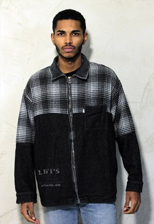 DARK GREY VINTAGE LEVI' S FLANNEL PADDED SHIRT A289
