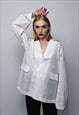 TRANSPARENT BLAZER FORMAL GOING OUT SHEER JACKET IN WHITE