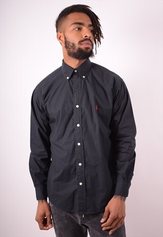 RALPH LAUREN MENS VINTAGE SHIRT LARGE BLACK 90S
