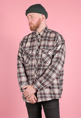VINTAGE LINED LUMBERJACK FLANNEL CHECK SHIRT /R5053