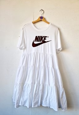 White Vintage Nike tiered babydoll dress