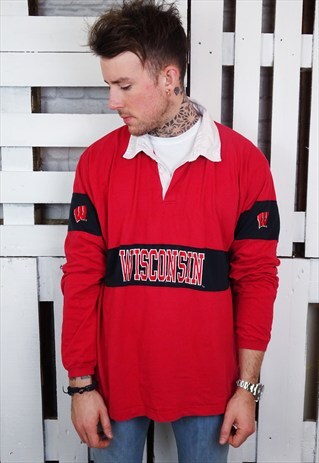 VARSITY STYLE RETRO 'WISCONSIN' USA RUGBY TOP