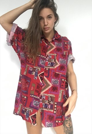 PATTERNED OVERSIZED RETRO VINTAGE UNISEX FESTIVAL SHIRT
