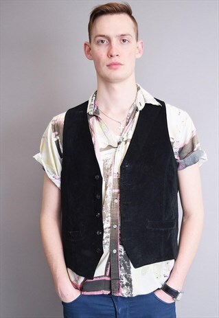 COOL 90'S RETRO WOODSTOCK GENUINE SUEDE GILET TOP VEST