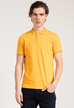 Slim Fit Classic Polo Collared T-shirt in Yellow