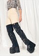 REWORKED VINTAGE JEANS 80S RECONSTRUCTED CUT-OUT DENIM PANTS