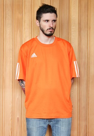 VINTAGE 1990S ORANGE ADIDAS FOOTBALL SHIRT
