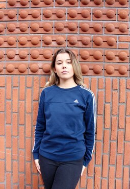 Vintage Blue Adidas Striped Sweatshirt