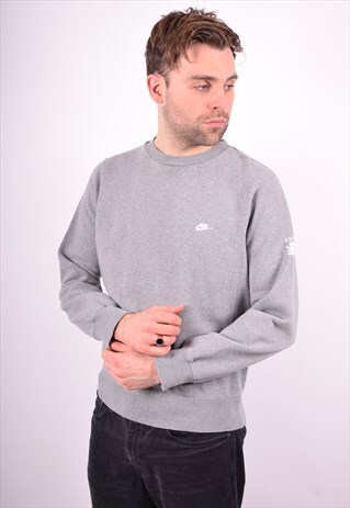 NIKE MENS VINTAGE SWEATSHIRT JUMPER SMALL GREY 90'S